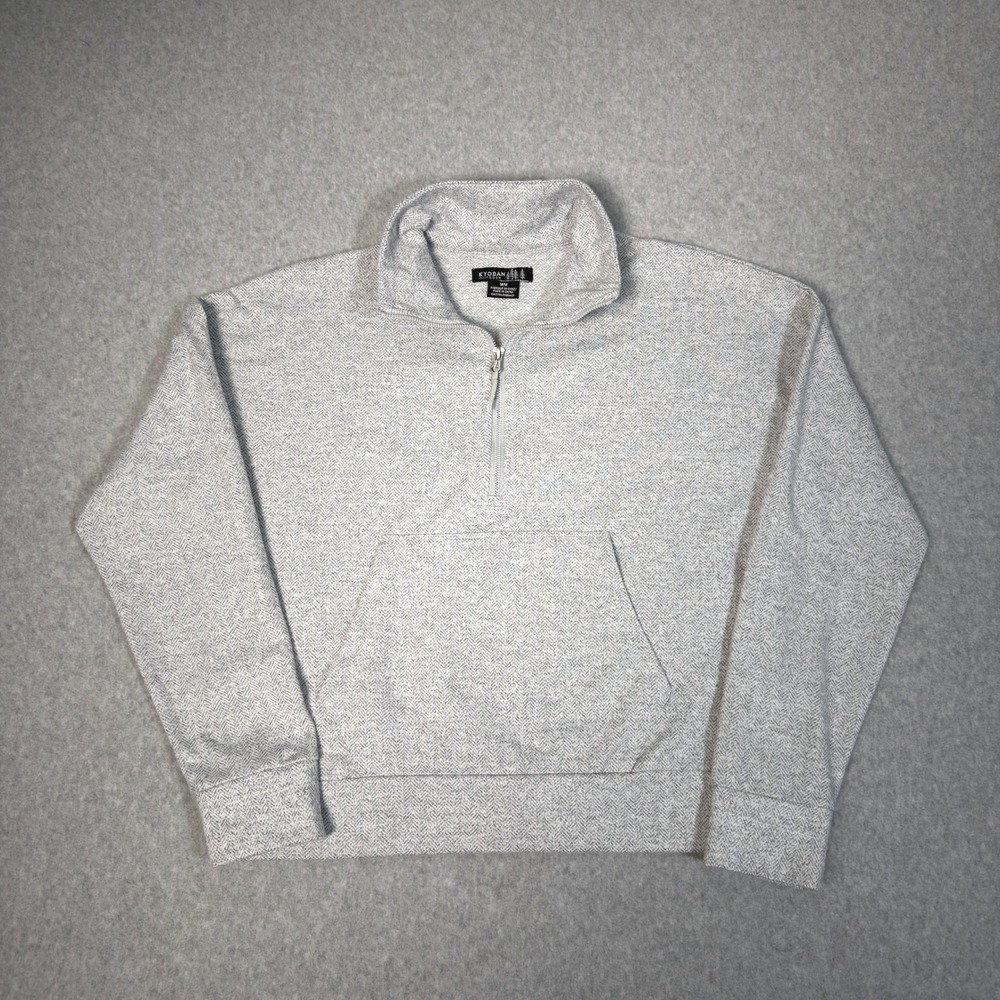 Kyodan Outdoor Womens Grey Herringbone Quarter Zip Pullover Sweatshirt Size M